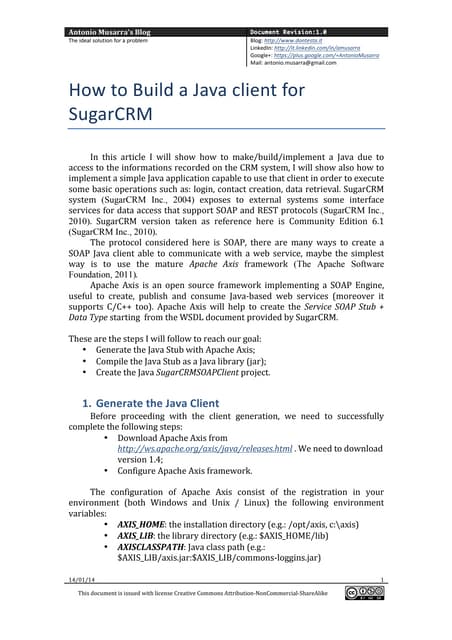 How to Build a Java client for SugarCRM