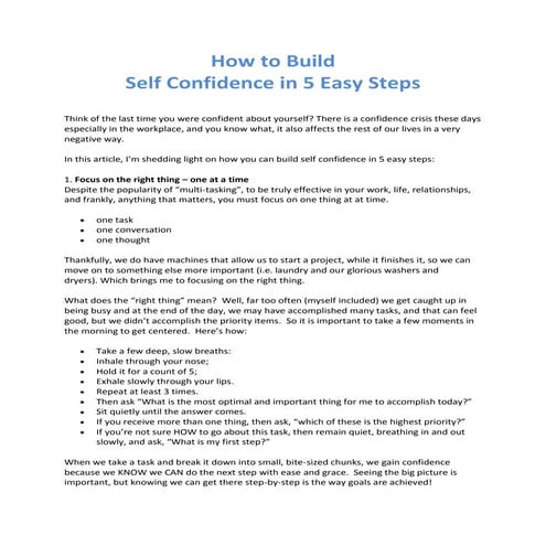 How to build self confidence in 5 easy steps