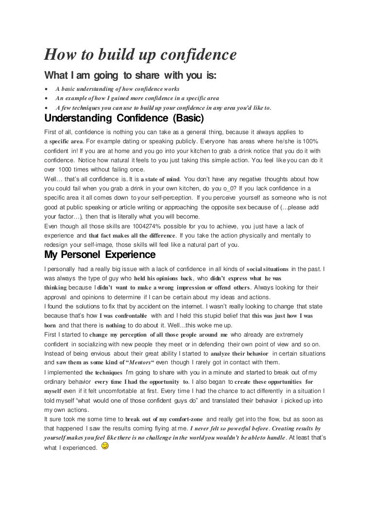 How To Build Up Confidence