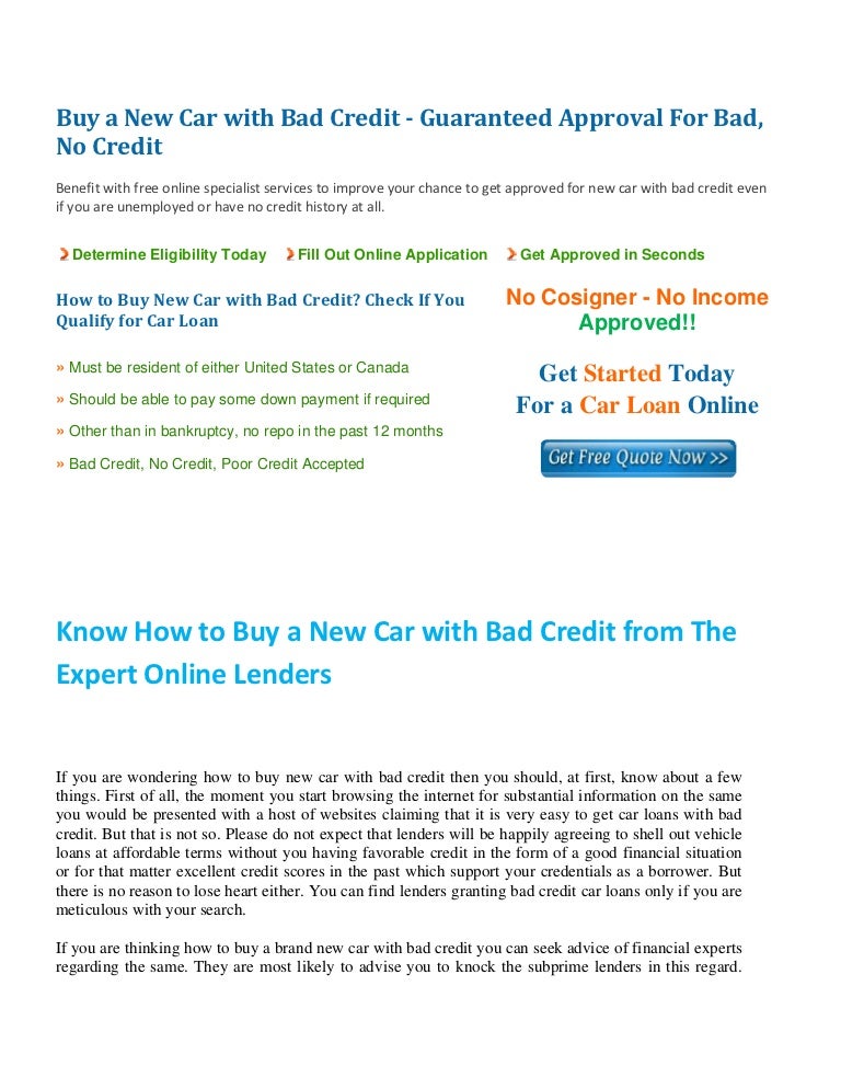 where can i buy a new car with bad credit
