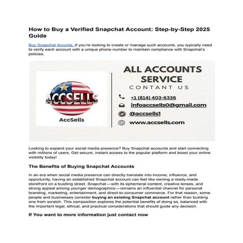 How to Buy a Verified Snapchat Account: Step-by-Step 2025 Guide.