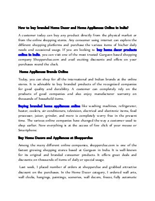 How to buy branded Home Decor and Home Appliances Online in India?