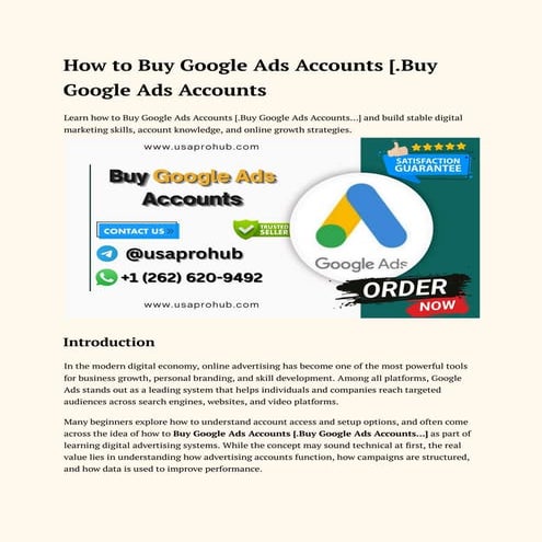 Buying and Google Ads Accounts for Digital Marketing Success | PDF