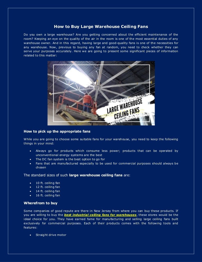 How To Buy Large Warehouse Ceiling Fans
