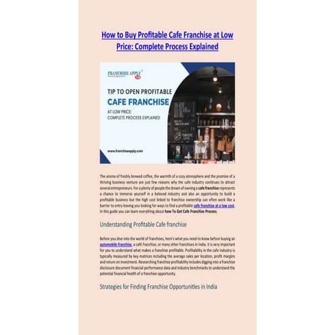How to Buy Profit Cafe Franchise at Low Price Complete Process ...