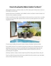 How to Buy Quality Rattan Garden Fu...
