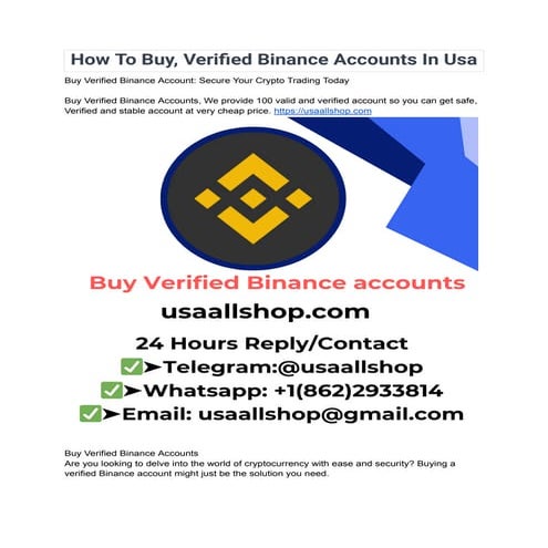 How To Buy, Verified Binance Accounts In Usa.pdf