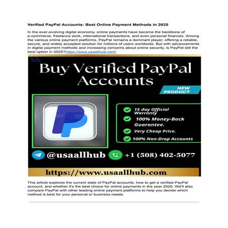 How to Buy Verified PayPal Account in 2025 — A .pdf