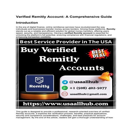 How to Buy, Verified Remitly Account.docx