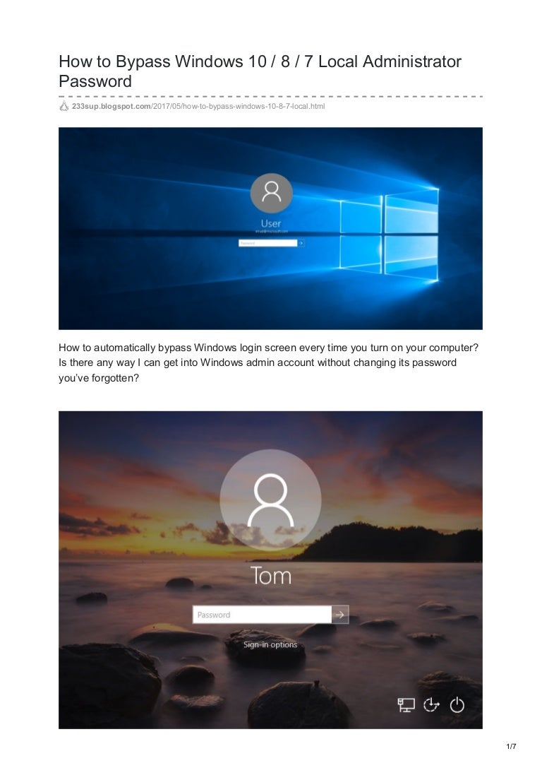 How to bypass windows 10 8 7 local administrator password