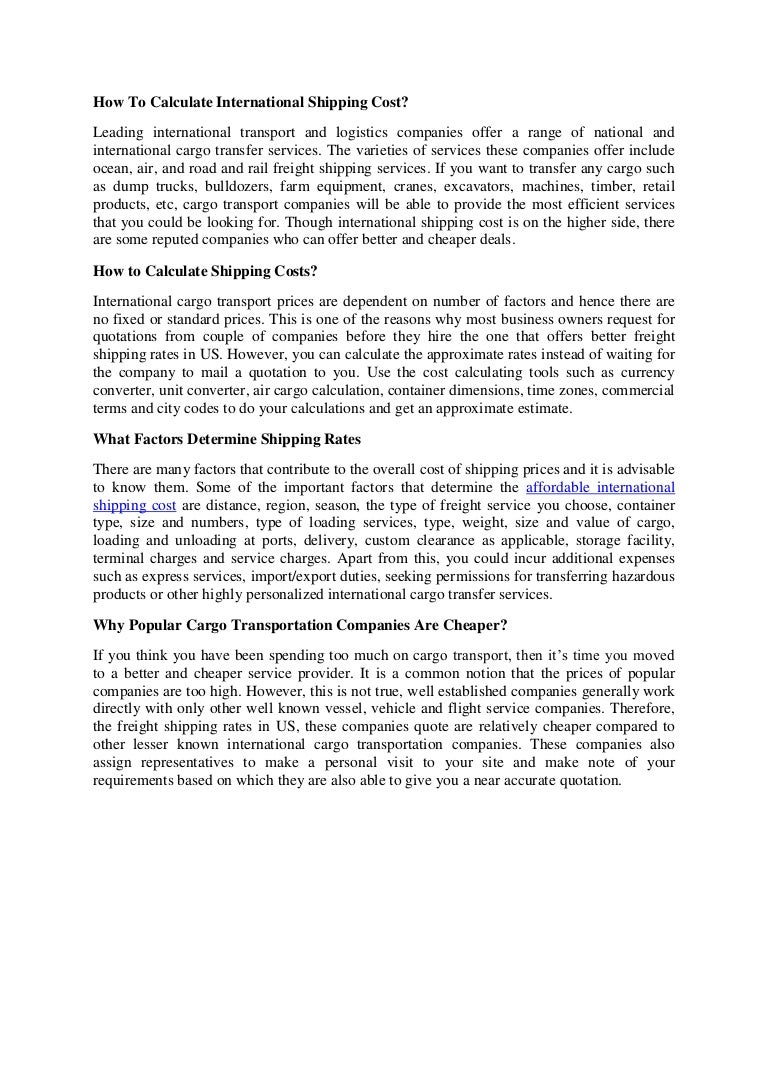 How to calculate international shipping cost