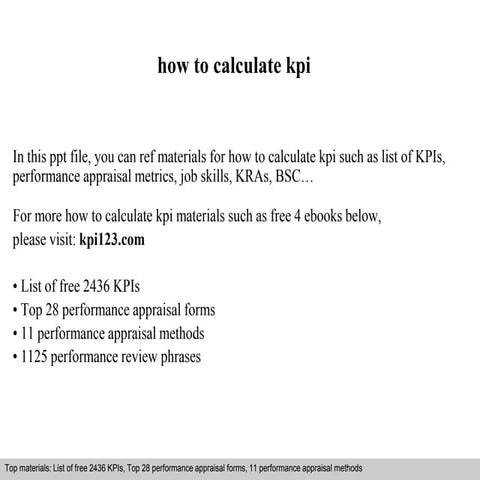 How to calculate kpi