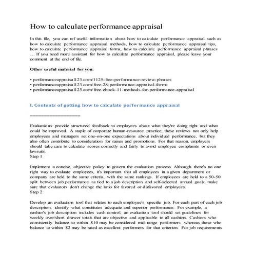 How to calculate performance appraisal