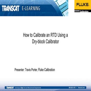 Fluke Calibration on How to Calibrate an RTD Using a Dry block Calibrator Web...
