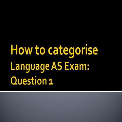 How to categorise