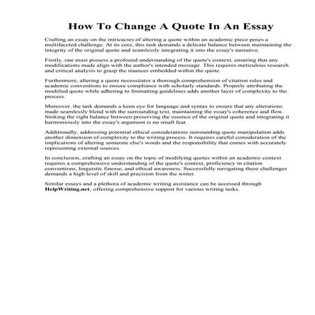 How To Change A Quote In An Essay. 005 How To Begin An Essay With Quote Examp...