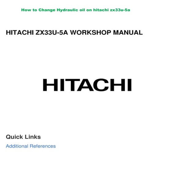 Comprehensive Workshop Manual for Hitachi ZX33U-6 Hydraulic Excavator | PDF