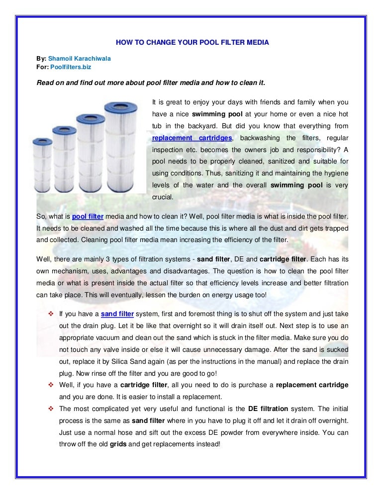 How to change your pool filter media