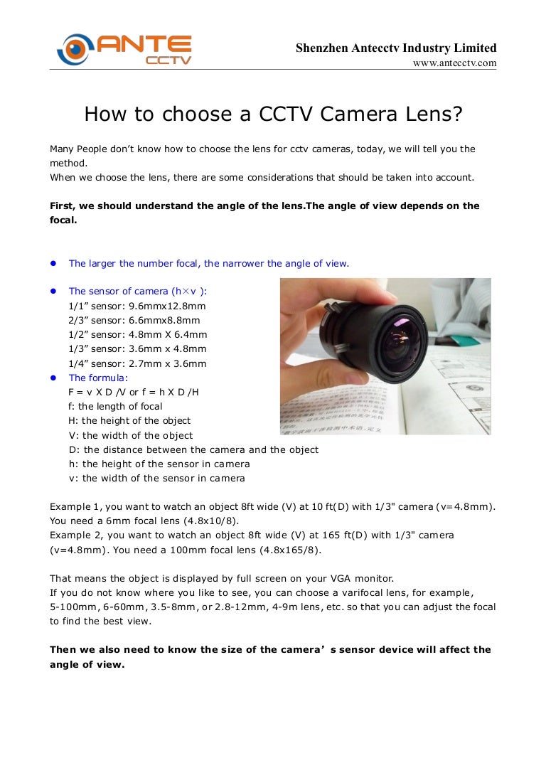 How to choose a cctv camera lens?