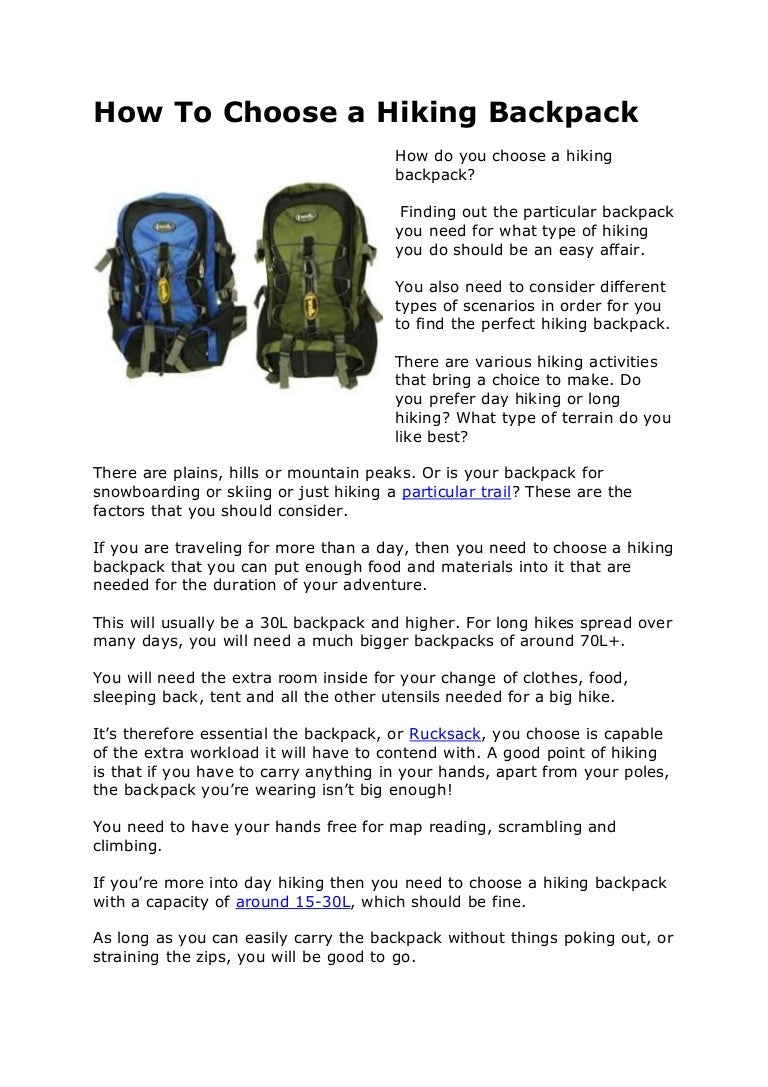 How to Choose a Hiking Backpack