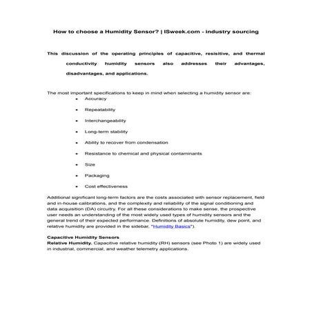 How to choose a humidity sensor