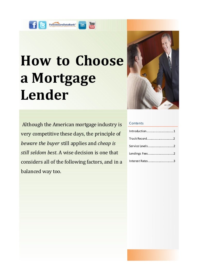 How To Choose A Mortgage Lender