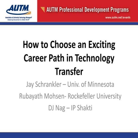 How to choose an exciting career in tech transfer final