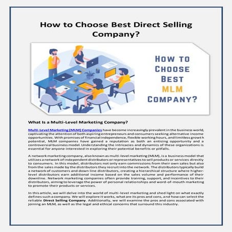 How to Choose Best Direct Selling Company?