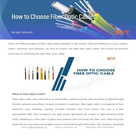 How to Choose Fiber Optic Cable