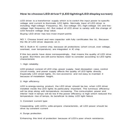 How to choose led driver