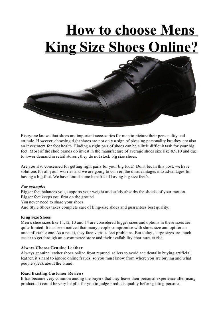 How to choose mens king size shoes online?