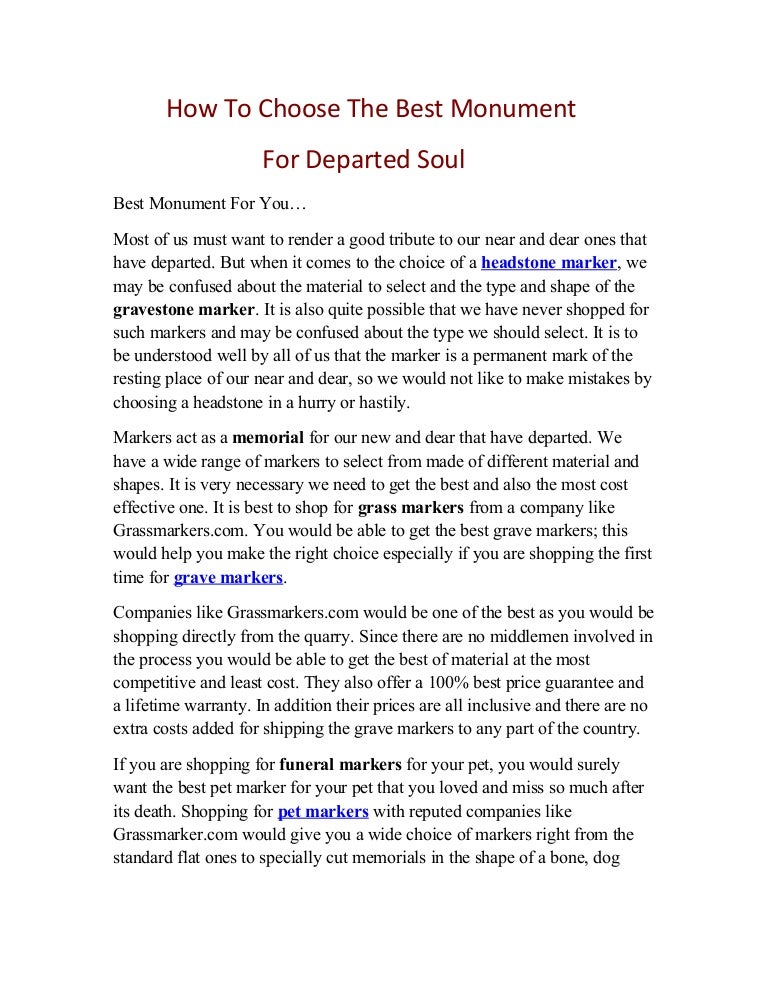 How to choose the best monument