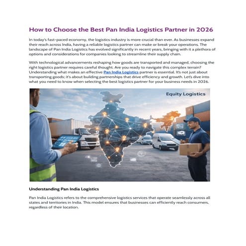How to Choose the Best Pan India Logistics Partner in 2026 | PDF