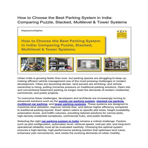 How to Choose the Best Parking System in India Comparing Puzzle ...