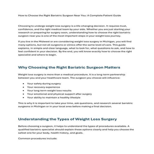 How to Choose the Right Bariatric Surgeon Near You: A Complete Patient ...