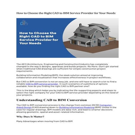 How to Choose the Right CAD to BIM Service Provider for Your Needs
