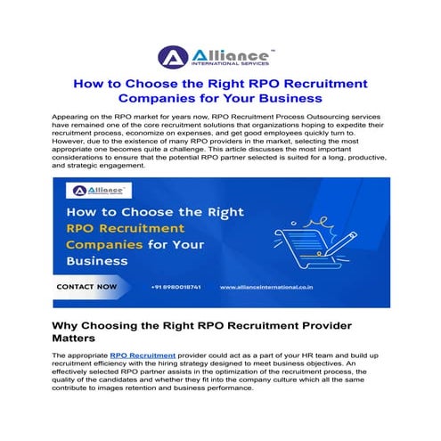 How to Choose the Right RPO Recruitment Companies for Your 