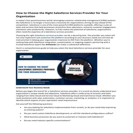 How to Choose the Right Salesforce Services Provider for Your Organization