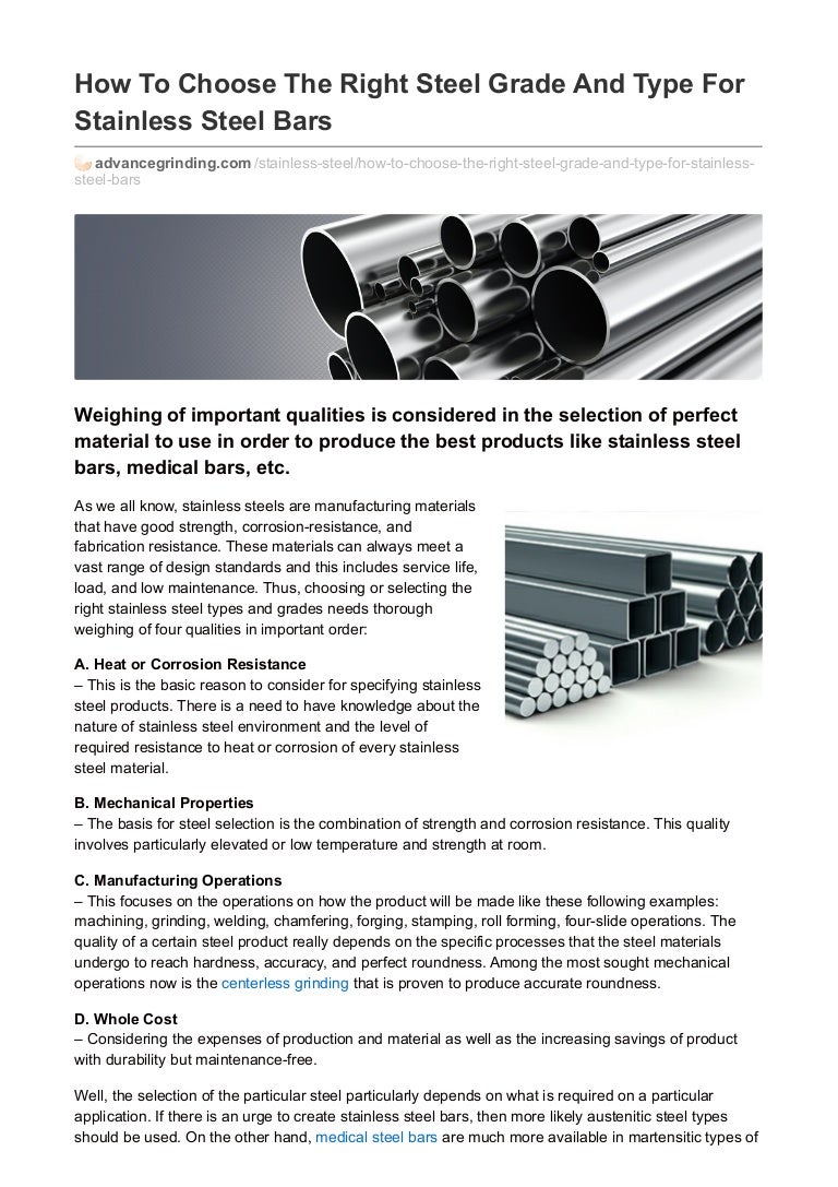 How to choose the right steel grade and type for stainless steel bars…