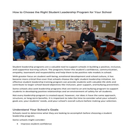Cultivating Student Leadership in the Classroom | PDF