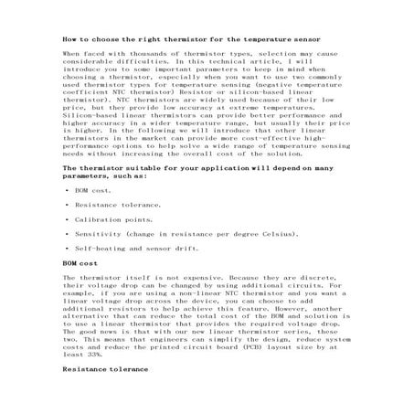 How to choose the right thermistor for the temperature sensor