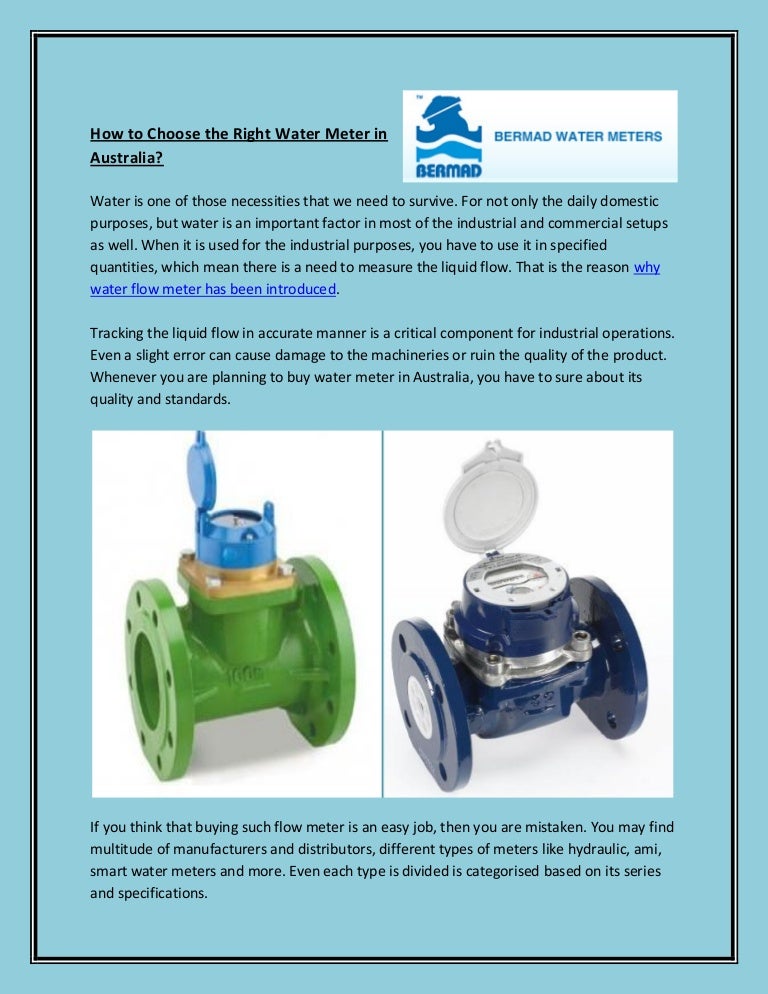 How to choose the right water meter in australia