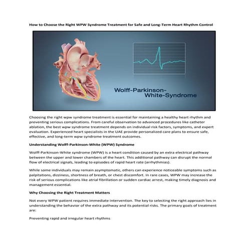 How to Choose the Right WPW Syndrome Treatment for Safe and Long-Term ...