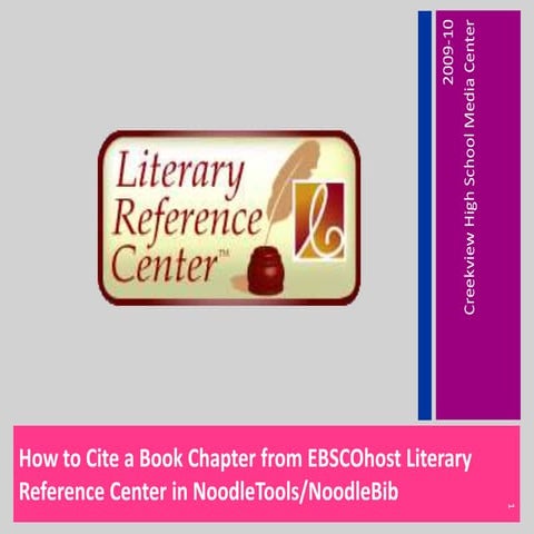 How to Cite a Book Chapter/Essay from EBSCOhost Literary Reference ...