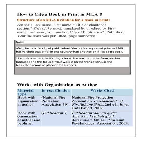 How to cite a book in print in mla 8