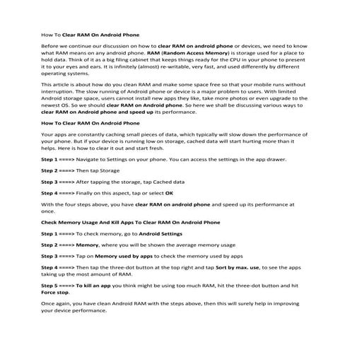 How to clear ram on android phone