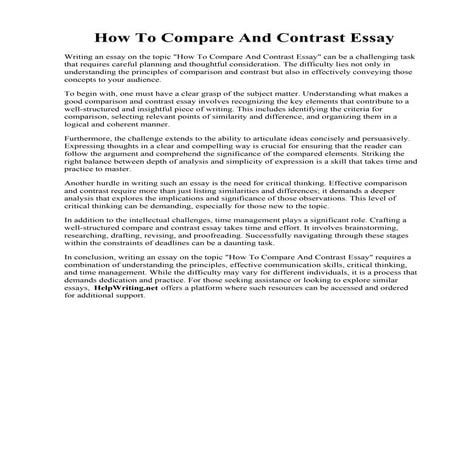 How To Compare And Contrast Essay