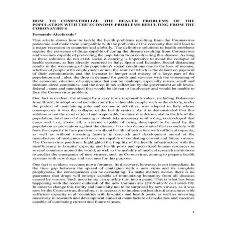 How to compatibilize the health problems of the population with the ...