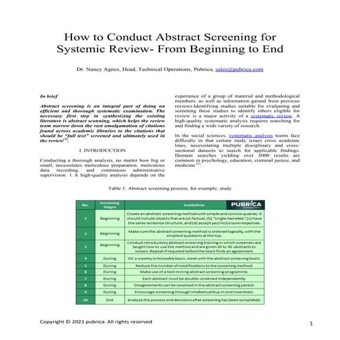 How to conduct abstract screening for systematic review – Pubrica