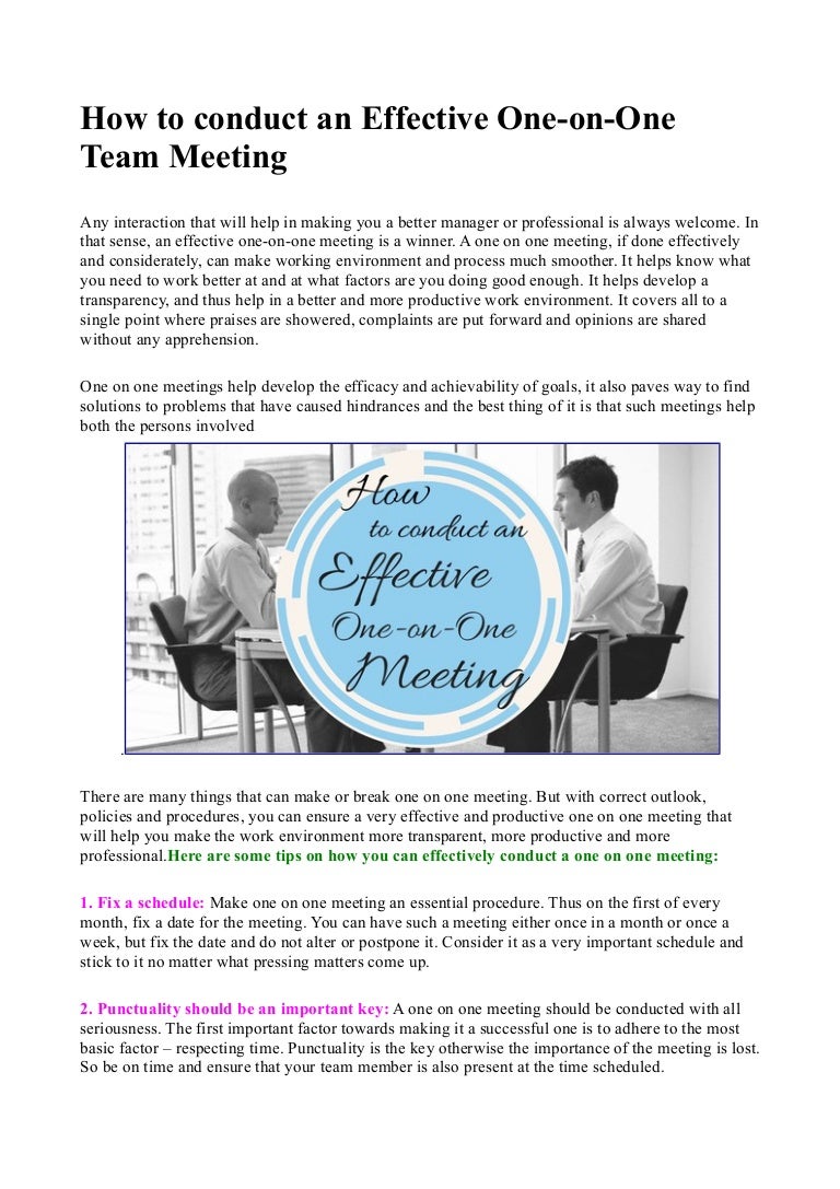 How to conduct an effective one onone team meeting